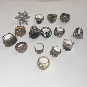 Lot of 15 Fashion Rings Various Sizes